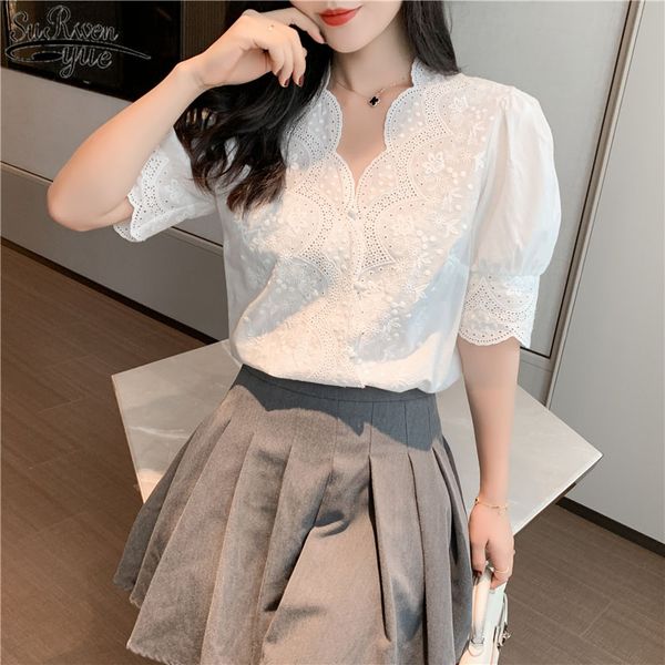 Design Stickerei Lace Spring Femme Shirt Casual White Tops Mädchen Bluse Frauen Langarm Wäsche Baumwolle Plus Größe Frauen Blusen