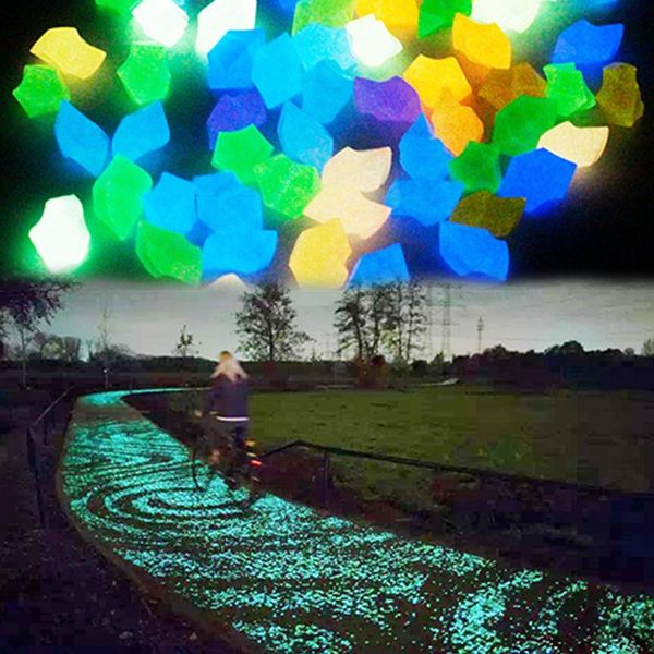 

garden decorations 100/500pcs glow stones in the dark pebbles rocks for walkways path patio lawn aquarium yard decor luminous