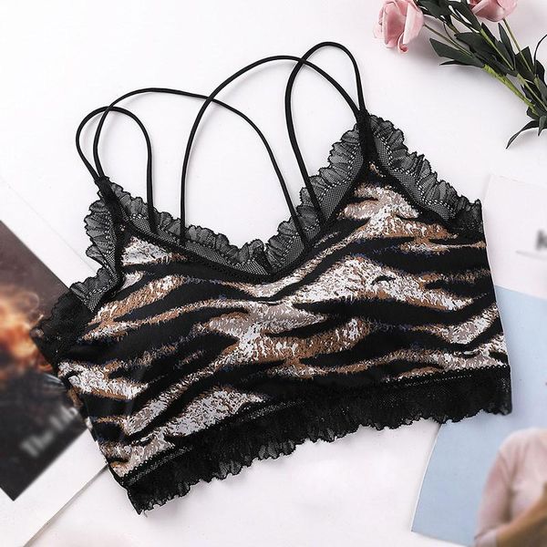 

bras seamless leopard printed lace beautiful back tube comfortable sport women lingeries underwear, Red;black