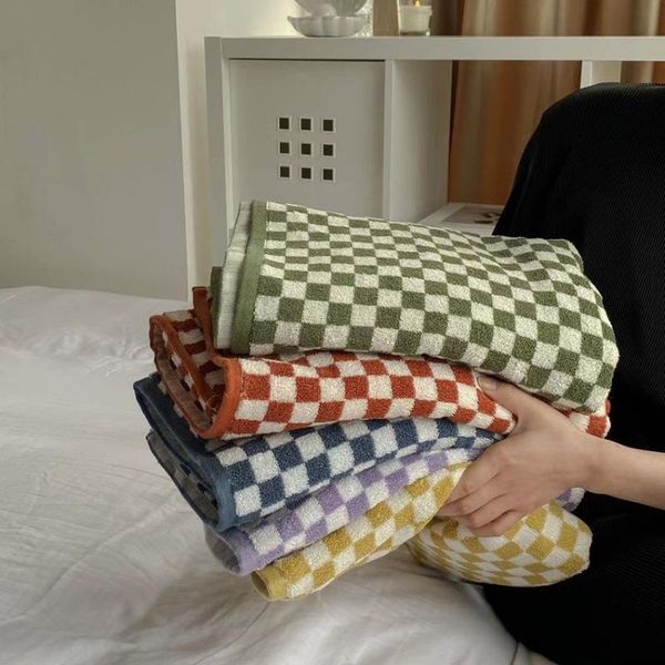 

towel checkerboard towels plaid long-staple cotton face wash household bath absorbent large good for home