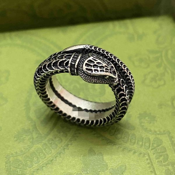 

iter 925 silver snake it ring imitates old snake head ring, Golden;silver