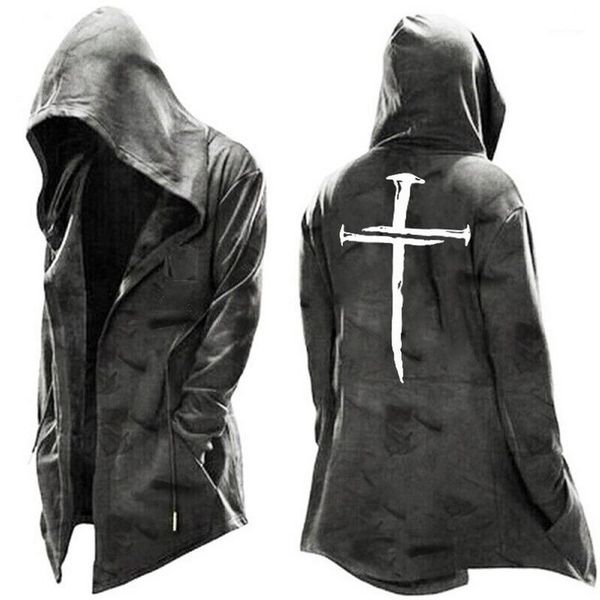 

men's hoodies & sweatshirts 2021 cloak fashion vantage plus size simple casual gothic hooded drawstring punk oversize sweatshirt m-4xl, Black
