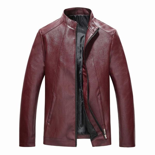 

men's fur & faux 2021 pu leather jacket spring autumn fit fashion coat slim wear mens men, Black