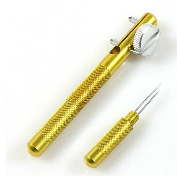 

fishing hooks 2pcs metal line string knotter manual portable hook tool (golden)
