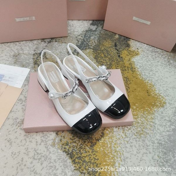 

sandals slippers early spring 2021 new back space color matching thick heel high heel low round head fashion sandals girl princess shoes zly, Black