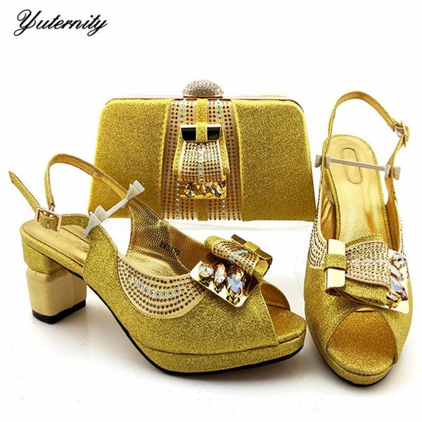 

dress shoes african summer pu leather woman and bag to match set style high heels bags for wedding usage, Black