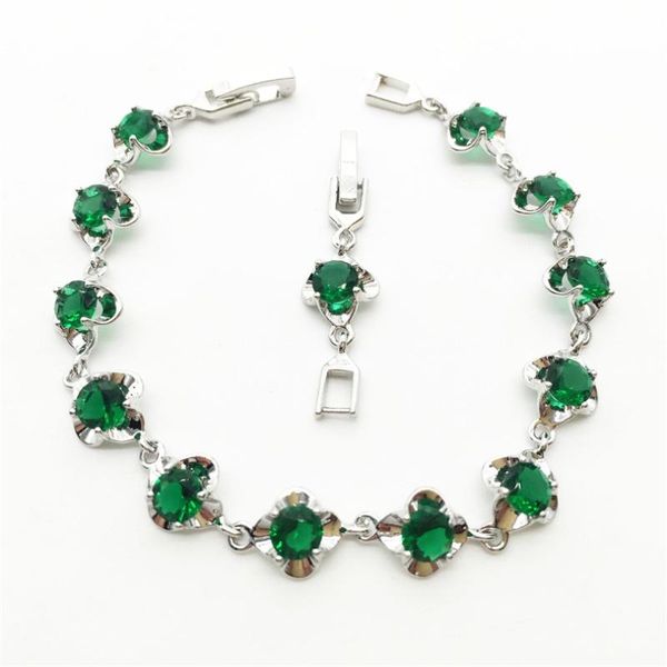 

charm green flower link bracelets chain length 19cm link,, Black