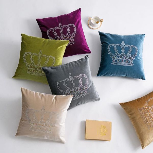 

cushion/decorative pillow 45x45cm/50x50cm light luxury european velvet diamond crown drilling pillowcase home living room sofa cushion cover