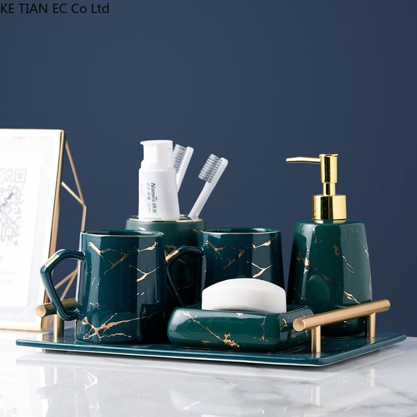 

bath accessory set five-piece bathroom ceramic marble pattern four-piece wash with tray luxury mouthwash cup soap dish tooth cylinder