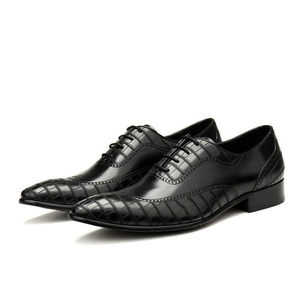 

large size eur45 black business dress shoes genuine leather oxfords wedding mens social