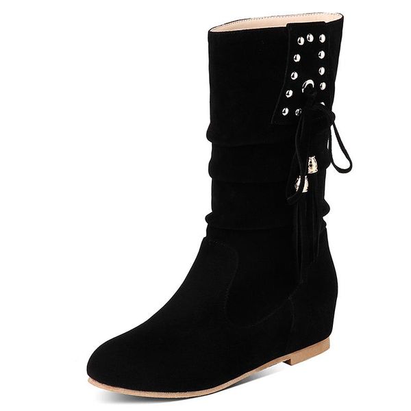 

boots big size simple women woman winter shoes botas, Black
