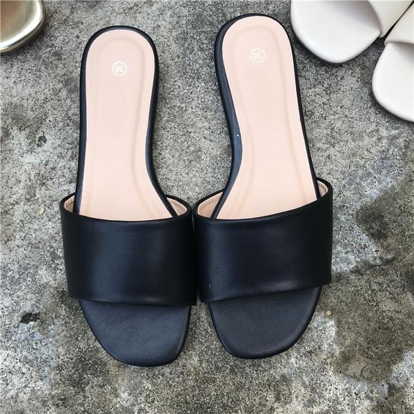

summer simple casual outerwear open toe flat slippers children, Black