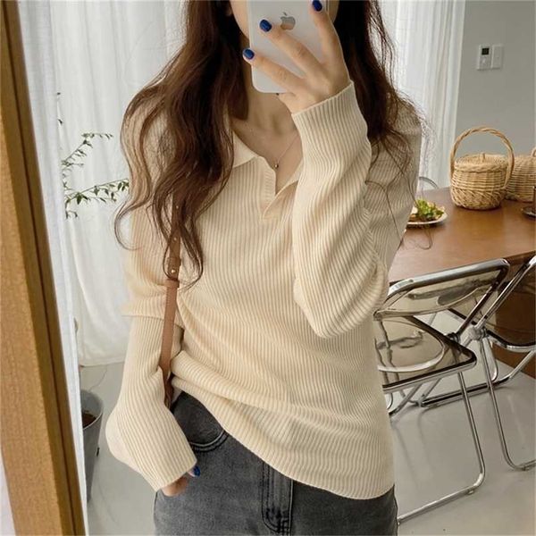 

alien kitty korean elegant elastic v-neck full sleeves autumn mujer gentle solid loose knitted sweaters 211011, White;black