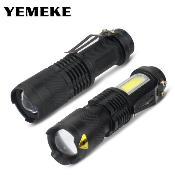 

mini led portable q5+cob zoom torch flashlights 4 modes use /14500 battery lantern waterproof rechargeable light torches