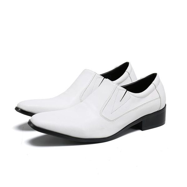 

dress shoes white wedding men square toe office slip on solid oxford for spring genuine leather plus size 47, Black