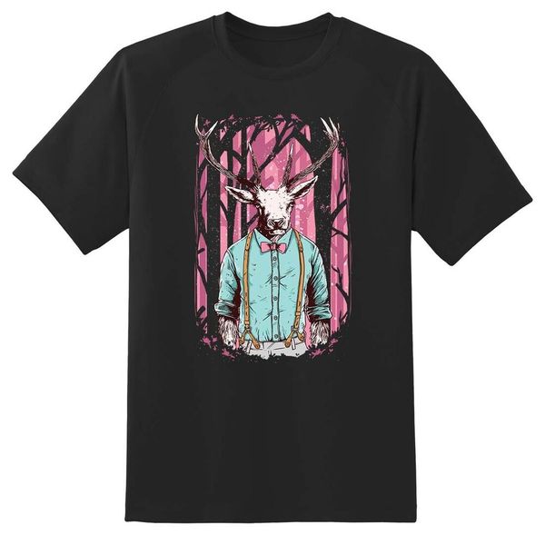 

forest hipster deer funny black or white tee, White;black