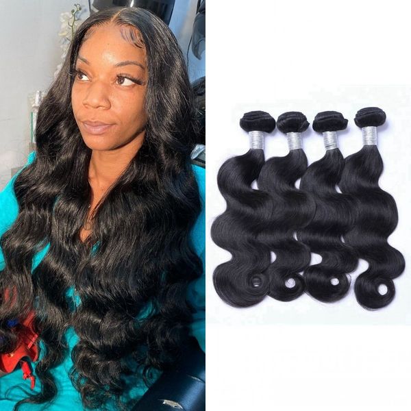 

body wave mongolian human hair weave bundles 3/4 piece 100g/pc double drawn extensions for black woman