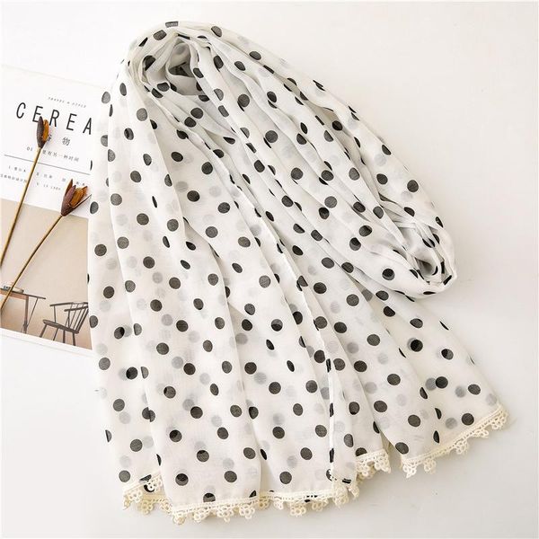 

scarves women chiffon scarf bohemia dot print hijab fringe shawls 2021 cotton beach wraps headband foulard, Blue;gray
