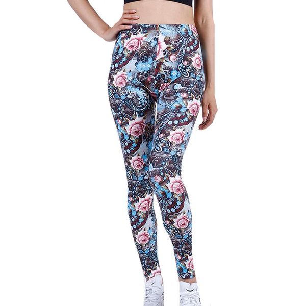 

women's leggings nducjsi workout legins summer fitness soft trousers floral printed for women skinny casual elastic pants design, Black
