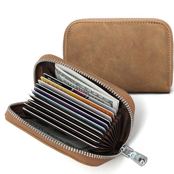 

card holders cardholder money bag brown case for bank cards genuine leather wallet men's business holder container nr168, Brown;gray