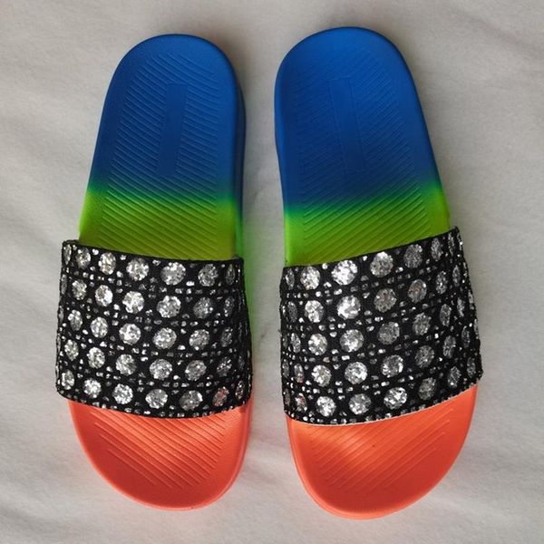 

zebra print single band platform women slippers round open toe thick sole slides shoes diamond ornament flip flops, Black