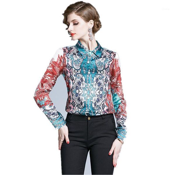 

blouse temperament office lady printed female shirt fashion casual long-sleeved high-quality women's blouses & shirts, White