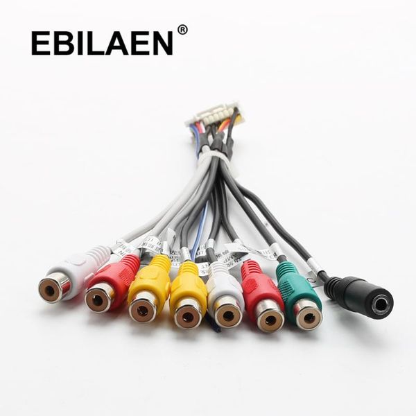 

car gps & accessories ebilaen rca audio output aux-in adapter wire with external microphone for android radio headunit multimedia player scr