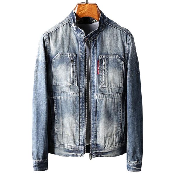 

men's jackets spring street slim jeans coats for man bomber vintage fashion plus size xxxl denim european streetwear 3kfw, Black;brown