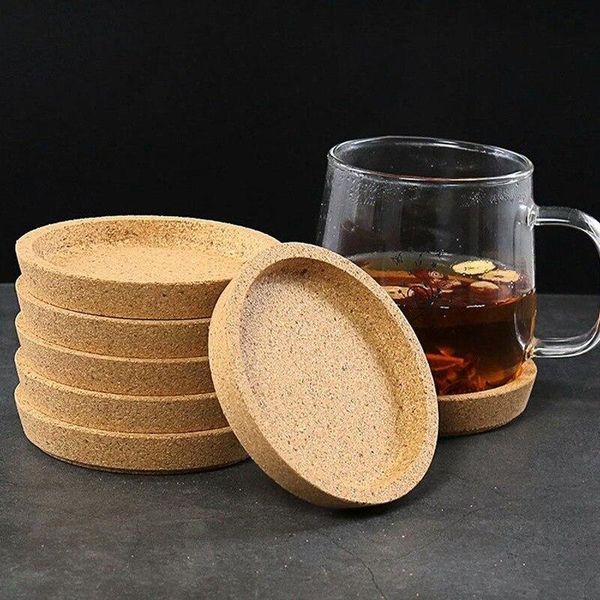 Tappetini in legno Fetta antiscivolo Tovaglietta per isolamento termico Sottobicchieri da tè Tazza Tazza Portabevande Tappetino per caffè Rotondo in sughero