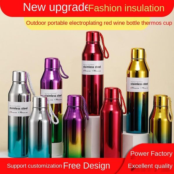 

water bottles stainless steel double-layer vacuum insulated cup red wine conical bottle creative