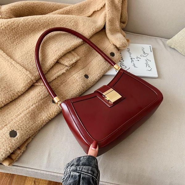 

evening bags 2021 women handbag solid color pu leather shoulder for lock handbags small travel hand bag lady fashion