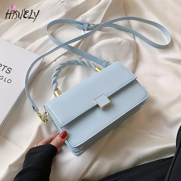 

evening bags hisuely rope handle pu leather crossbody for women 2021 fashion luxury trendy female shoulder handbags and purses navy blue