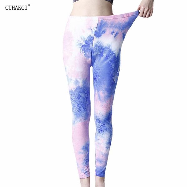 

women's leggings cuhakci fashion pink blue tie-dye ink push up workout high waist jeggings women sportswear leggins pants, Black