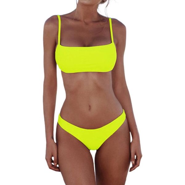 

one-piece suits women push up bra low waist thongs solid color bikini set triangle swimsuit y1ac