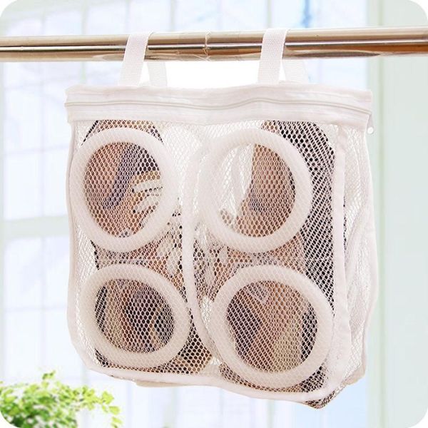 

mesh laundry bag protable shoes basket dry shoe washing care organizer for machine hanging bags