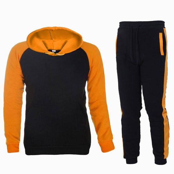 

men's tracksuits two-piece autumn and winter tide brand sweater suit hooded plus velvet solid color, Gray