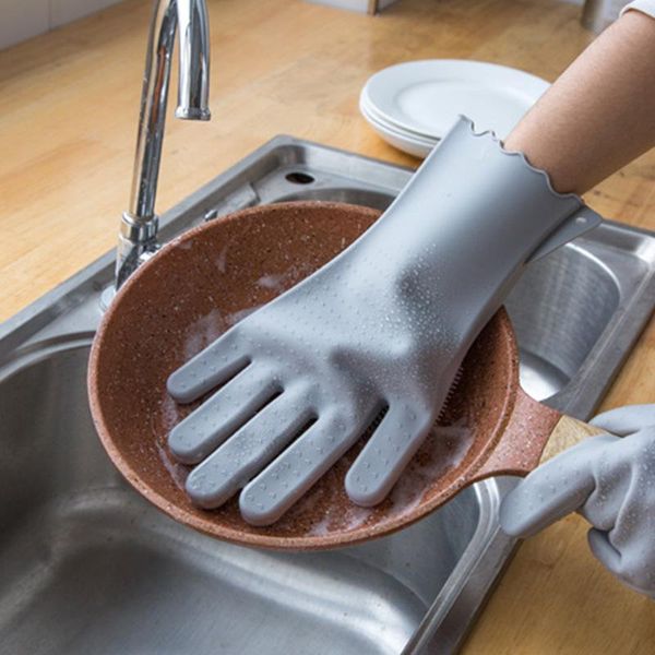 

disposable gloves thickening silicone kitchen cleaning dishwashing magic scrubber rubber dish washing tools gadgets