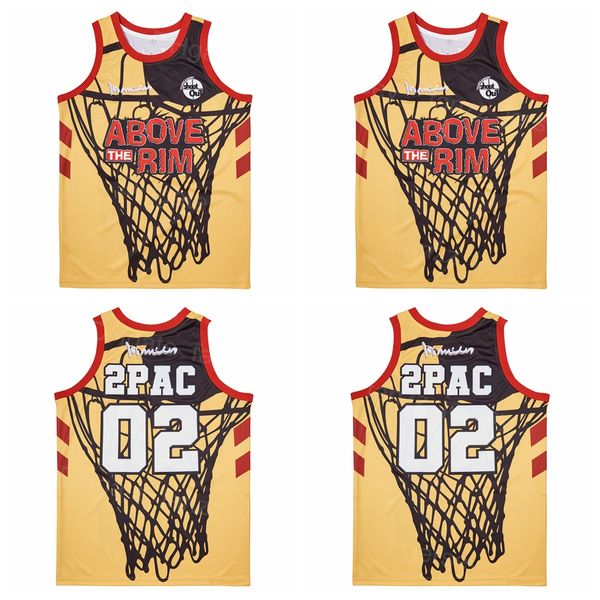 

the movie film above the rim 02 pac basketball jersey hiphop team color yellow all stitched for sport fans breathable pure cotton uniform hi, Black