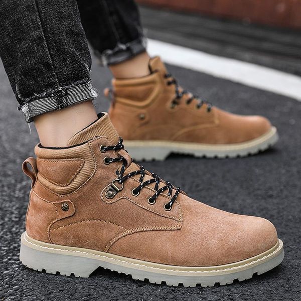 

boots desert indestructible man mens lether sneakers leather winter home work sport shoe boot bota zapatillas male de sole, Black
