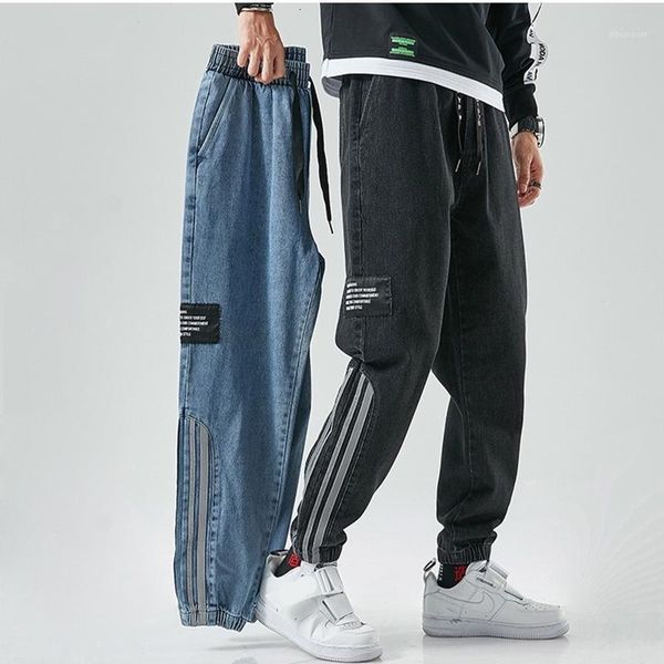 

men's hip hop streetwear harem pants men loose joggers denim casual sweatpants mens plus size jeans trousers -8xl1 q778, Blue