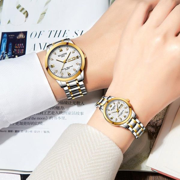 

wristwatches 2021 women's watch couple waterproof men's steel strap, Slivery;brown