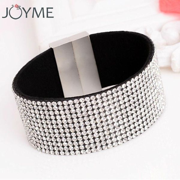 

tennis crystal bracelet for women big wide full rhinestone leather pulseras mujer flannel wrap armbanden wristband, Golden;silver