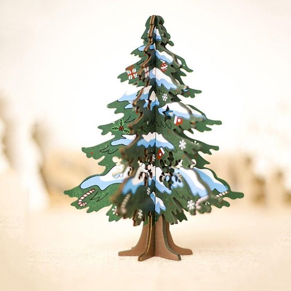 

christmas decorations wooden puzzle painted tree tablefor home xmas dinner party table child present