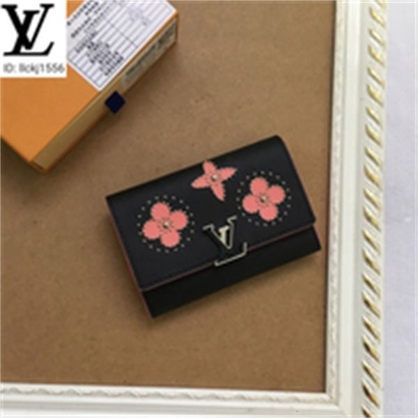 

wallet clutches brand leather wallets designer orange accessories luxury men real yktw long chain m63222 compact purse flower evening and ke, Red;black