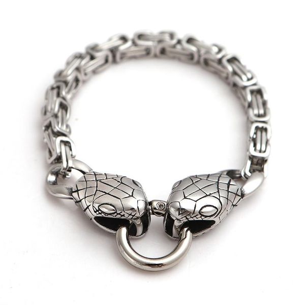 

bangle stainless steel viking snake bracelet pagan man jewelry cuff wrisband, Black