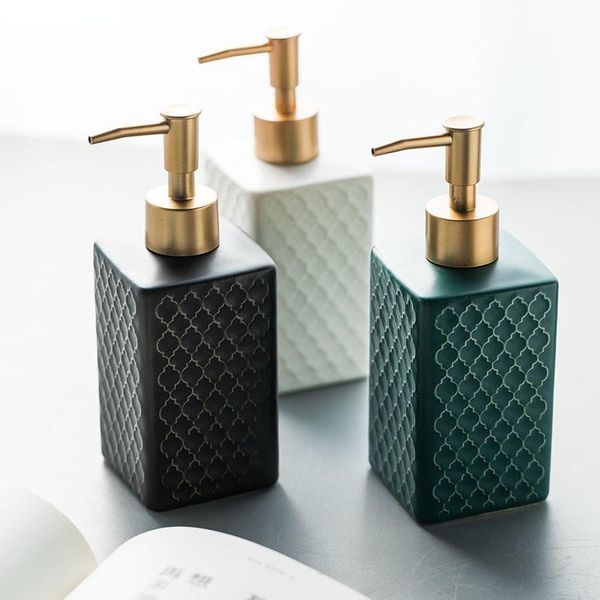 

liquid soap dispenser creative grid ceramic shower gel shampoo bottle travel bathroom accessories container
