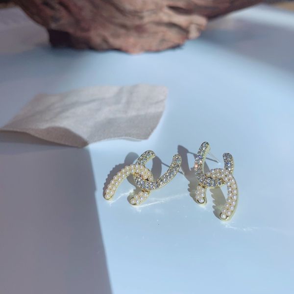 

s925 silver needle net red omni the same temperament diamond pearl earrings, Black