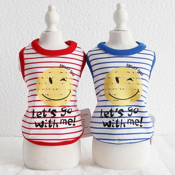 

dog apparel striped smile vest pet products summer 100% cotton clothing for dogs cats chihuahua teddy puppy clothes 2021