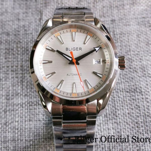 

dress 24 jewels nh35a white automatic men watch steel bracelet seeing glass backcover date display sapphire crystal wristwatches, Slivery;brown
