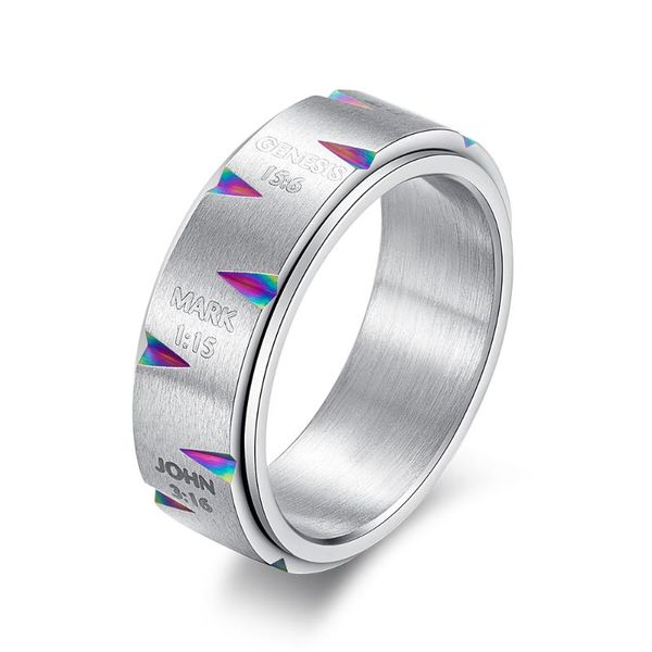 

cluster rings black / gold color colorful rotatable ring chevron titanium for men jesus christ religious doctrine church, Golden;silver